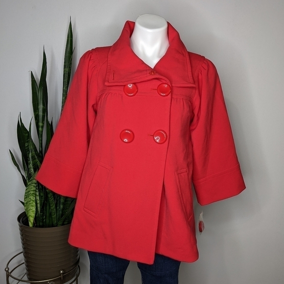 NWT Kensie red button coat size S - Picture 1 of 7